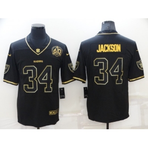 Men's Las Vegas Raiders #34 Bo Jackson Black Golden Edition 60th Patch Stitched Nike Limited Jersey