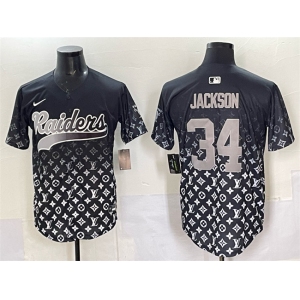 Men's Las Vegas Raiders #34 Bo Jackson Black Limited Stitched Baseball Jersey