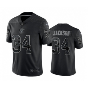 Men's Las Vegas Raiders #34 Bo Jackson Black Reflective Limited Stitched Football Jersey