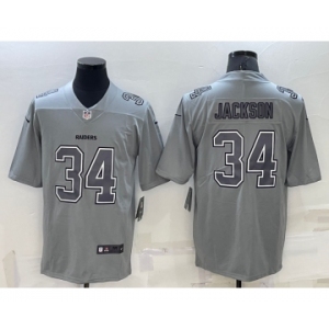 Men's Las Vegas Raiders #34 Bo Jackson Grey Atmosphere Fashion 2022 Vapor Untouchable Stitched Limited Jersey