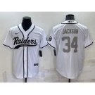 Men's Las Vegas Raiders #34 Bo Jackson White Grey Stitched MLB Cool Base Nike Baseball Jersey