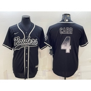 Men's Las Vegas Raiders #4 Derek Carr Black Gold With Patch Smoke Cool Base Stitched Baseball Jersey