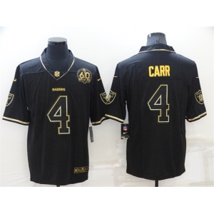 Men's Las Vegas Raiders #4 Derek Carr Black Golden Edition 60th Patch Stitched Nike Limited Jersey