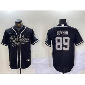 Men's Las Vegas Raiders #89 Brock Bowers Black Cool Base Stitched Baseball Jersey