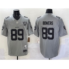 Men's Las Vegas Raiders #89 Brock Bowers Gray 2024 F.U.S.E With Nevada Silver Stat Patch And 65th Anniversary Patch Stitched Football Jersey
