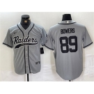 Men's Las Vegas Raiders #89 Brock Bowers Gray Cool Base Baseball Stitched Jersey