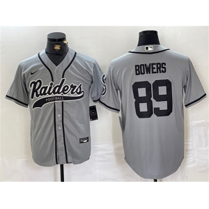 Men's Las Vegas Raiders #89 Brock Bowers Gray Cool Base Baseball Stitched Jersey