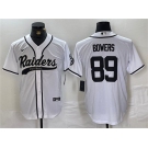 Men's Las Vegas Raiders #89 Brock Bowers White Cool Base Baseball Stitched Jersey