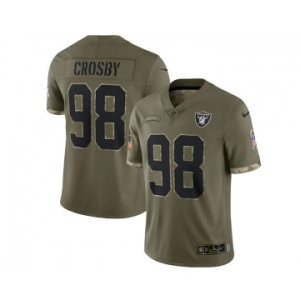 Men's Las Vegas Raiders #98 Maxx Crosby 2022 Olive Salute To Service Limited Stitched Jersey