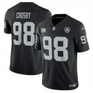 Men's Las Vegas Raiders #98 Maxx Crosby Black 2024 F.U.S.E With 4-Star C Patch And 65th Anniversary Patch Vapor Stitched Football Jersey