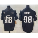 Men's Las Vegas Raiders #98 Maxx Crosby Black F.U.S.E. Gothic Sin City Shadows Edition With 65th Anniversary 3-Star C Patch Vapor Untouchable Limited Stitc