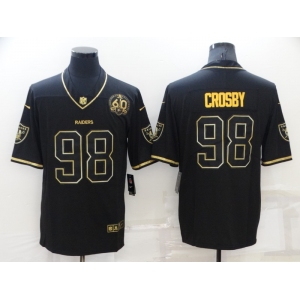 Men's Las Vegas Raiders #98 Maxx Crosby Black Golden Edition 60th Patch Stitched Nike Limited Jersey