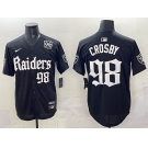 Men's Las Vegas Raiders #98 Maxx Crosby Black 'Gothic Sin City Shadows Edition' With 65th Anniversary Patch Vapor Limited Stitched Baseball Jersey