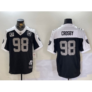 Men's Las Vegas Raiders #98 Maxx Crosby Black Thanksgiving 2024 FUSE Vapor 65th Limited Stitched Jersey