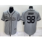 Men's Las Vegas Raiders #98 Maxx Crosby Grey Stitched MLB Cool Base Nike Baseball Jersey