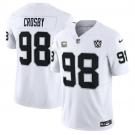 Men's Las Vegas Raiders #98 Maxx Crosby White 2024 F.U.S.E With 4-Star C Patch And 65th Anniversary Patch Vapor Stitched Football Jersey