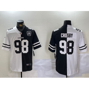 Men's Las Vegas Raiders #98 Maxx Crosby White Black 65th Patch Peaceful Coexisting Vapor Stitched Jersey