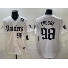 Men's Las Vegas Raiders #98 Maxx Crosby White 'Gothic Sin City Shadows Edition' With 65th Anniversary Patch Vapor Limited Stitched Baseball Jersey