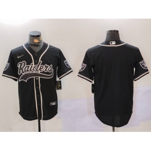 Mens Las Vegas Raiders Black Team Blank Patch Cool Base Stitched Baseball Jersey