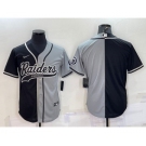 Men's Las Vegas Raiders Blank Black Grey Split With Patch Cool Base Stitched Baseball Jersey