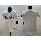 Men's Las Vegas Raiders Blank White 'Gothic Sin City Shadows Edition' Vapor Limited Stitched Baseball Jersey