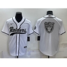 Men's Las Vegas Raiders White Team Big Logo With Patch Cool Base Stitched Baseball Jersey