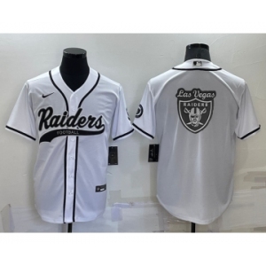 Men's Las Vegas Raiders White Team Big Logo With Patch Cool Base Stitched Baseball Jersey