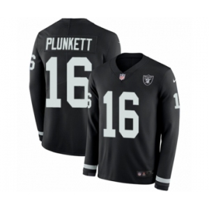 Men's Nike Oakland Raiders #16 Jim Plunkett Limited Black Therma Long Sleeve NFL Jersey