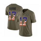 Men's Nike Oakland Raiders #17 Dwayne Harris Limited Olive USA Flag 2017 Salute to Service NFL Jersey