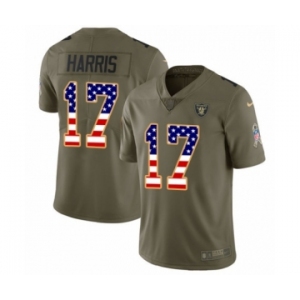 Men's Nike Oakland Raiders #17 Dwayne Harris Limited Olive USA Flag 2017 Salute to Service NFL Jersey