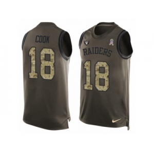 Men's Nike Oakland Raiders #18 Connor Cook Limited Green Salute to Service Tank Top NFL Jersey