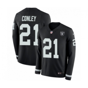 Men's Nike Oakland Raiders #21 Gareon Conley Limited Black Therma Long Sleeve NFL Jersey