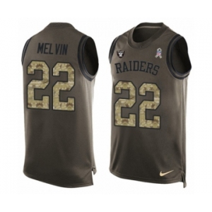 Men's Nike Oakland Raiders #22 Rashaan Melvin Limited Green Salute to Service Tank Top NFL Jersey
