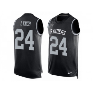 Men's Nike Oakland Raiders #24 Marshawn Lynch Limited Black Player Name & Number Tank Top NFL Jersey