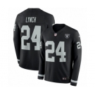 Men's Nike Oakland Raiders #24 Marshawn Lynch Limited Black Therma Long Sleeve NFL Jersey