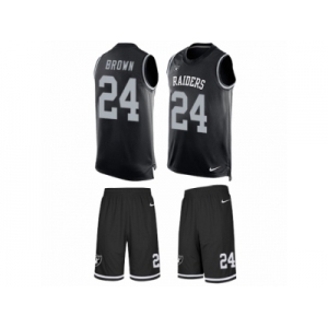 Men's Nike Oakland Raiders #24 Willie Brown Limited Black Tank Top Suit NFL Jersey