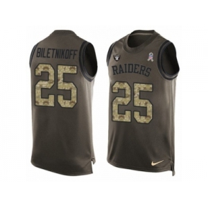 Men's Nike Oakland Raiders #25 Fred Biletnikoff Limited Green Salute to Service Tank Top NFL Jersey