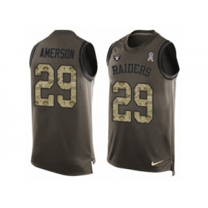 Men's Nike Oakland Raiders #29 David Amerson Limited Green Salute to Service Tank Top NFL Jersey