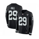 Men's Nike Oakland Raiders #29 Leon Hall Limited Black Therma Long Sleeve NFL Jersey