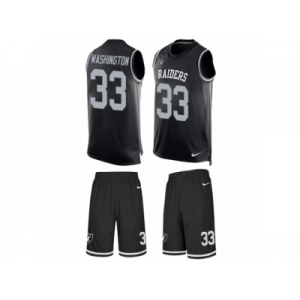 Men's Nike Oakland Raiders #33 DeAndre Washington Limited Black Tank Top Suit NFL Jersey