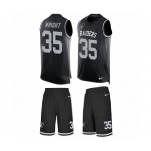Men's Nike Oakland Raiders #35 Shareece Wright Limited Black Tank Top Suit NFL Jersey