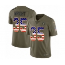 Men's Nike Oakland Raiders #35 Shareece Wright Limited Olive USA Flag 2017 Salute to Service NFL Jersey