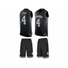 Men's Nike Oakland Raiders #4 Derek Carr Limited Black Tank Top Suit NFL Jersey