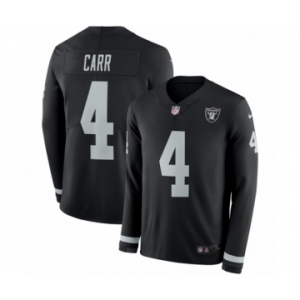 Men's Nike Oakland Raiders #4 Derek Carr Limited Black Therma Long Sleeve NFL Jersey