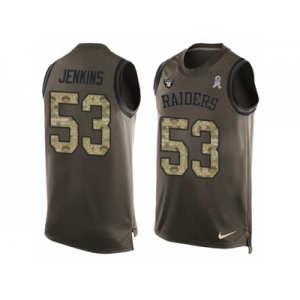 Men's Nike Oakland Raiders #53 Jelani Jenkins Limited Green Salute to Service Tank Top NFL Jersey