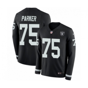 Men's Nike Oakland Raiders #75 Brandon Parker Limited Black Therma Long Sleeve NFL Jersey