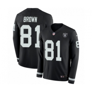 Men's Nike Oakland Raiders #81 Tim Brown Limited Black Therma Long Sleeve NFL Jersey