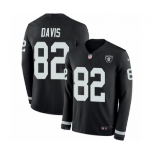 Men's Nike Oakland Raiders #82 Al Davis Limited Black Therma Long Sleeve NFL Jersey