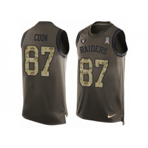 Men's Nike Oakland Raiders #87 Jared Cook Limited Green Salute to Service Tank Top NFL Jersey