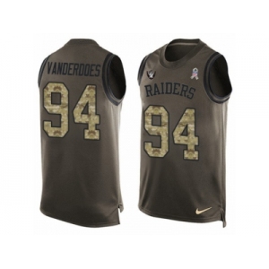 Men's Nike Oakland Raiders #94 Eddie Vanderdoes Limited Green Salute to Service Tank Top NFL Jersey